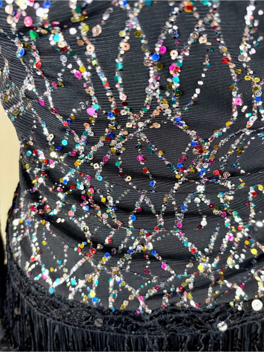 Weissman Mock Neck Sequin and Fringe Biketard Dance Costume Adult M Glitter - Picture 6 of 7
